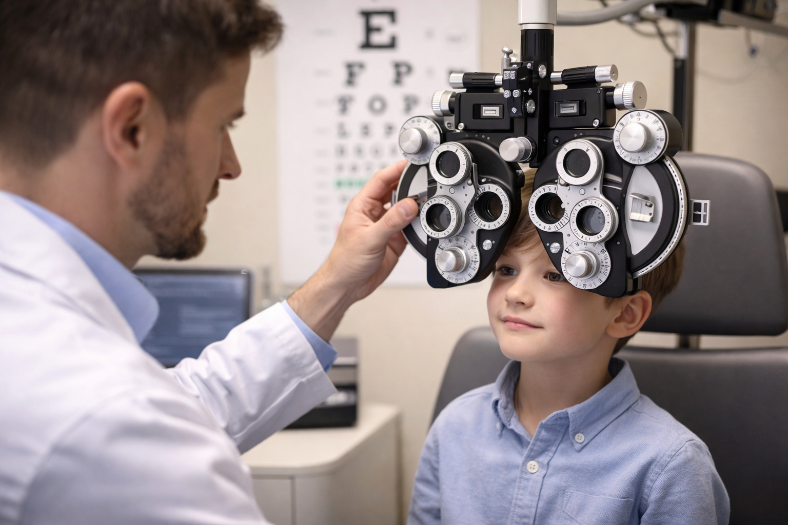 Copil la examinarea ochilor